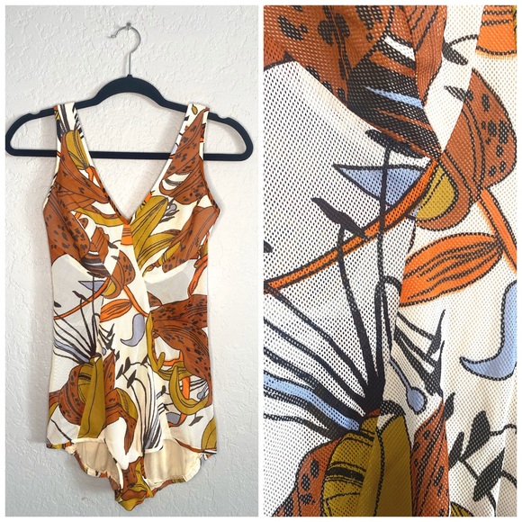 malia Other - Vintage 70s Hawaiian “Malia” Tiger Lilly mesh sides bathing suit